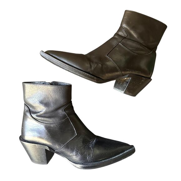 THE KOOPLES Heeled Leather Cowboy Booties Black Sz 39 - Picture 1 of 6